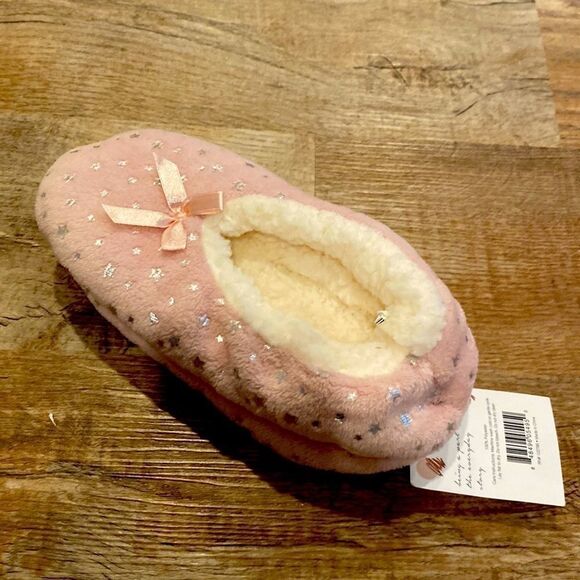 Cozy Corner Club Slipper Foil Cozies Pink Fluffy w Silver Star M/L - Picture 3 of 13